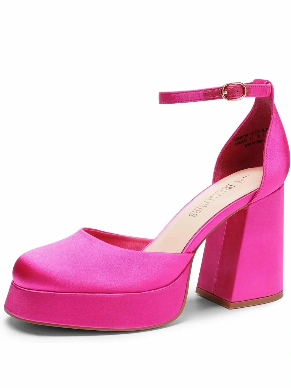 Dream Pairs Fuchsia Platform Block Heel Ankle-Strap Pumps 8 Like New